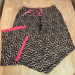 PJ SALVAGE Leopard Print Knit Pajama Bottoms! Long Pants with Pink Trim! Large